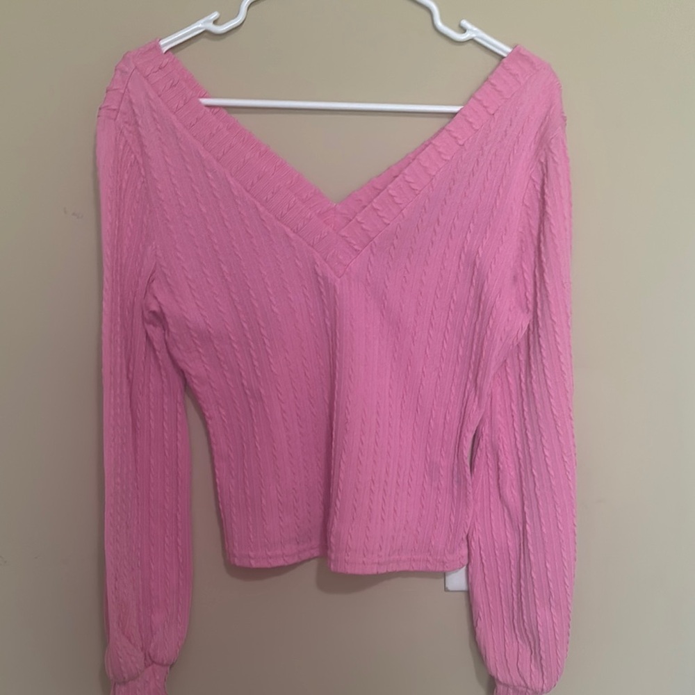 SHEIN Pink V-Neck Sweater Knit